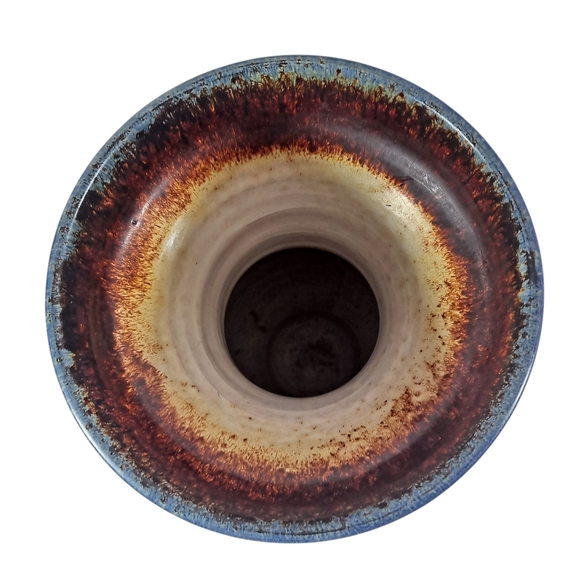 Vintage Inarco Italian Mid Century Modern Vase Drip Glaze Floral Design 14" - Picture 5 of 10